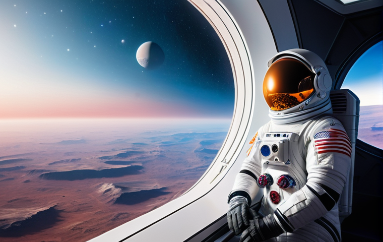 우주개발 역사 및 미래 전망 - **Prompt:** "A captivating and serene scene depicting an elderly woman and a young child, both modes...