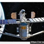 우주탐사선 엔지니어링 - A highly detailed illustration of a spacecraft&rsquo;s external structural frame designed for harsh space ...