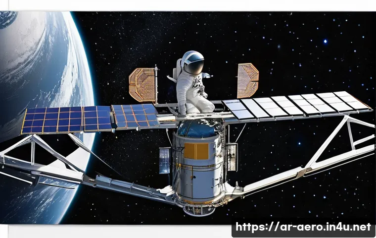 우주탐사선 엔지니어링 - A highly detailed illustration of a spacecraft&rsquo;s external structural frame designed for harsh space ...