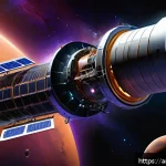 이온 추진 및 플라즈마 추진 - A detailed futuristic spacecraft propulsion system featuring advanced electric ion thrusters and pla...