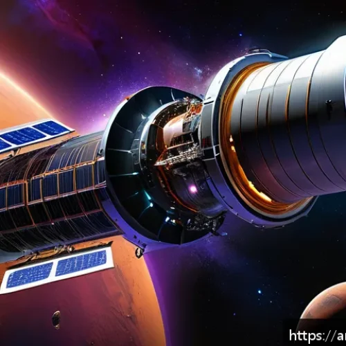이온 추진 및 플라즈마 추진 - A detailed futuristic spacecraft propulsion system featuring advanced electric ion thrusters and pla...